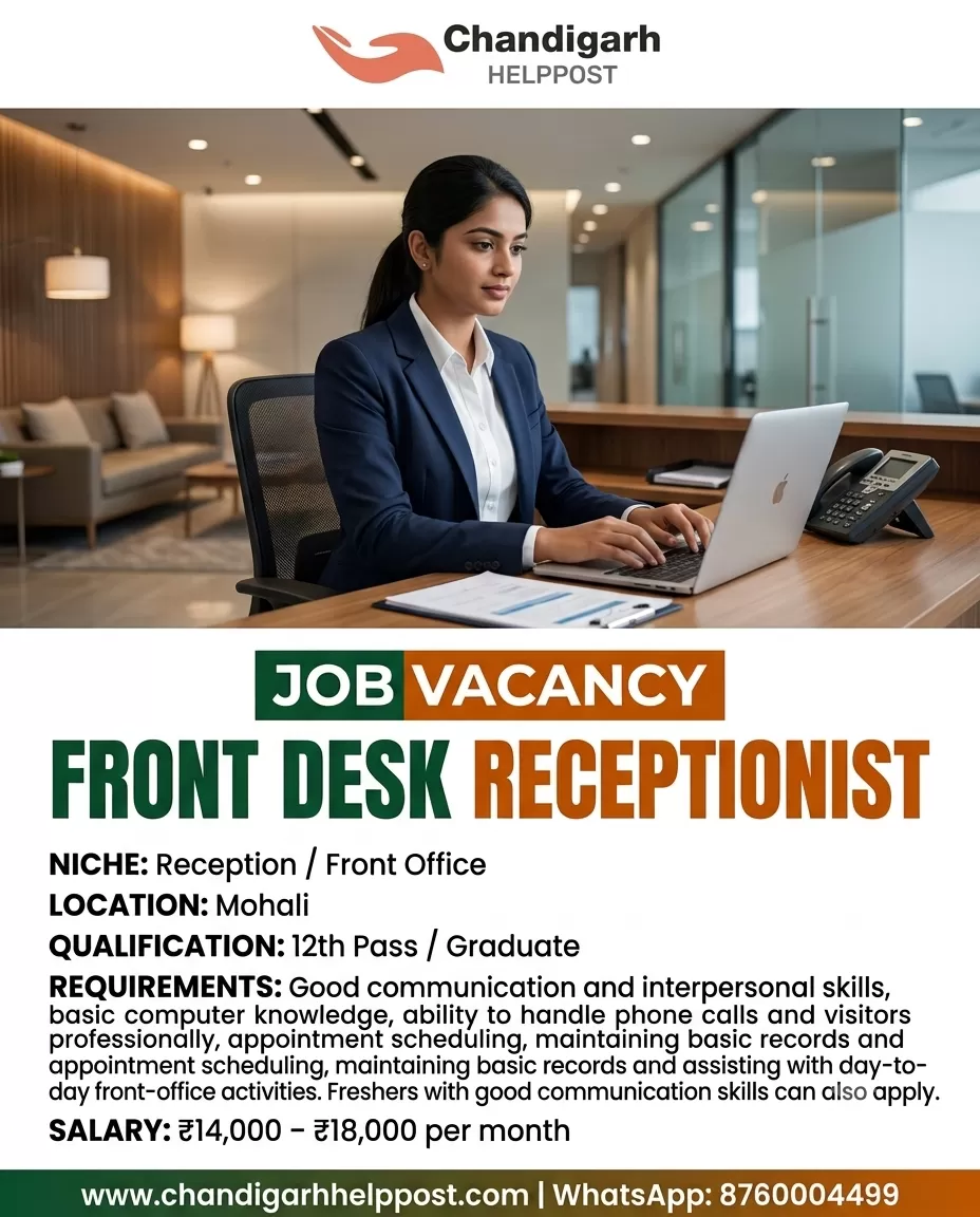 NEW JOB VACANCY: A reputed company in Mohali is se...