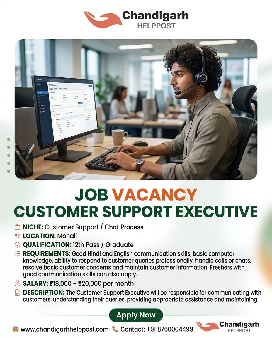 NEW JOB VACANCY: Required CUSTOMER SUPPORT EXECUTI...