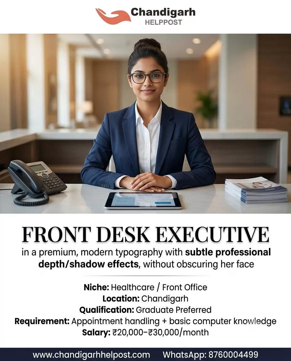 NEW JOB VACANCY: Required a front desk executive f...