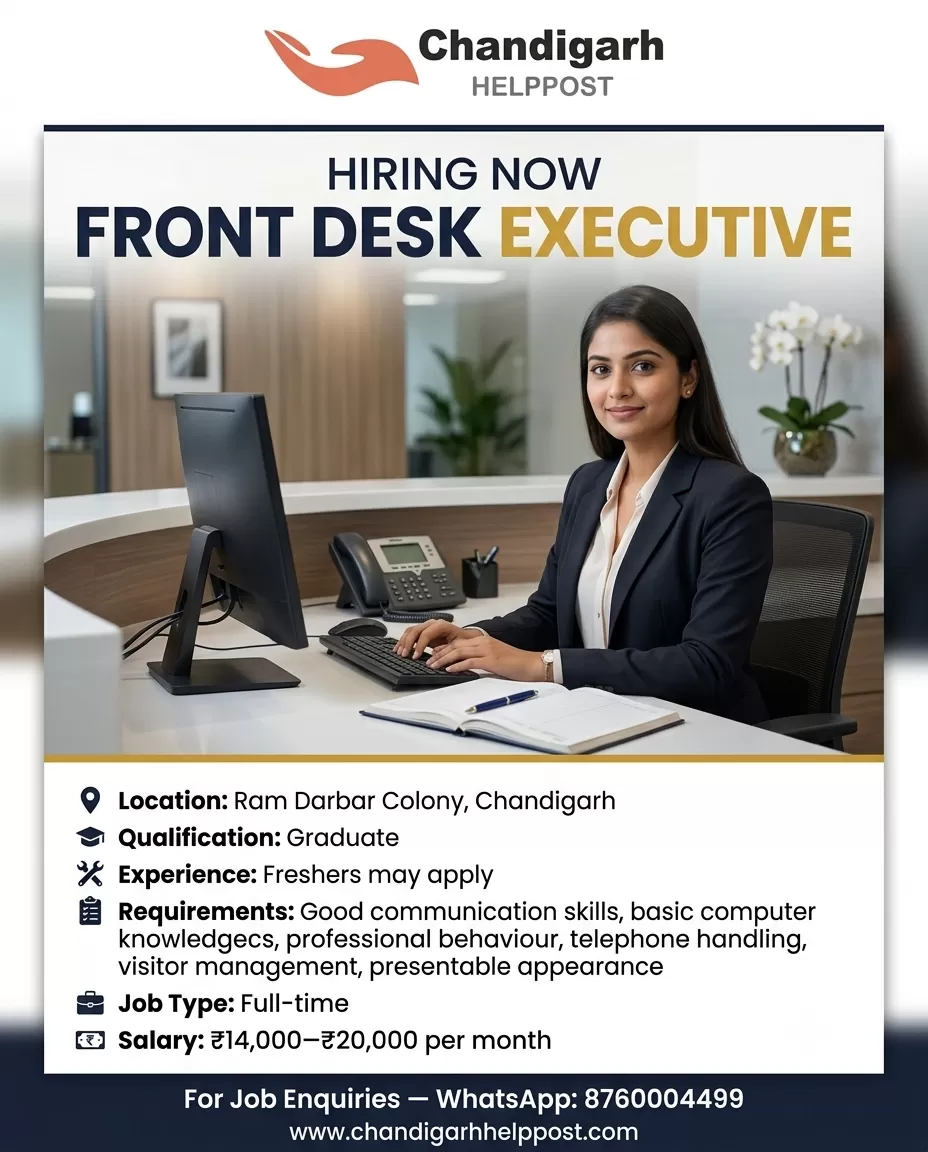 NEW JOB VACANCY: Required a front desk executive f...