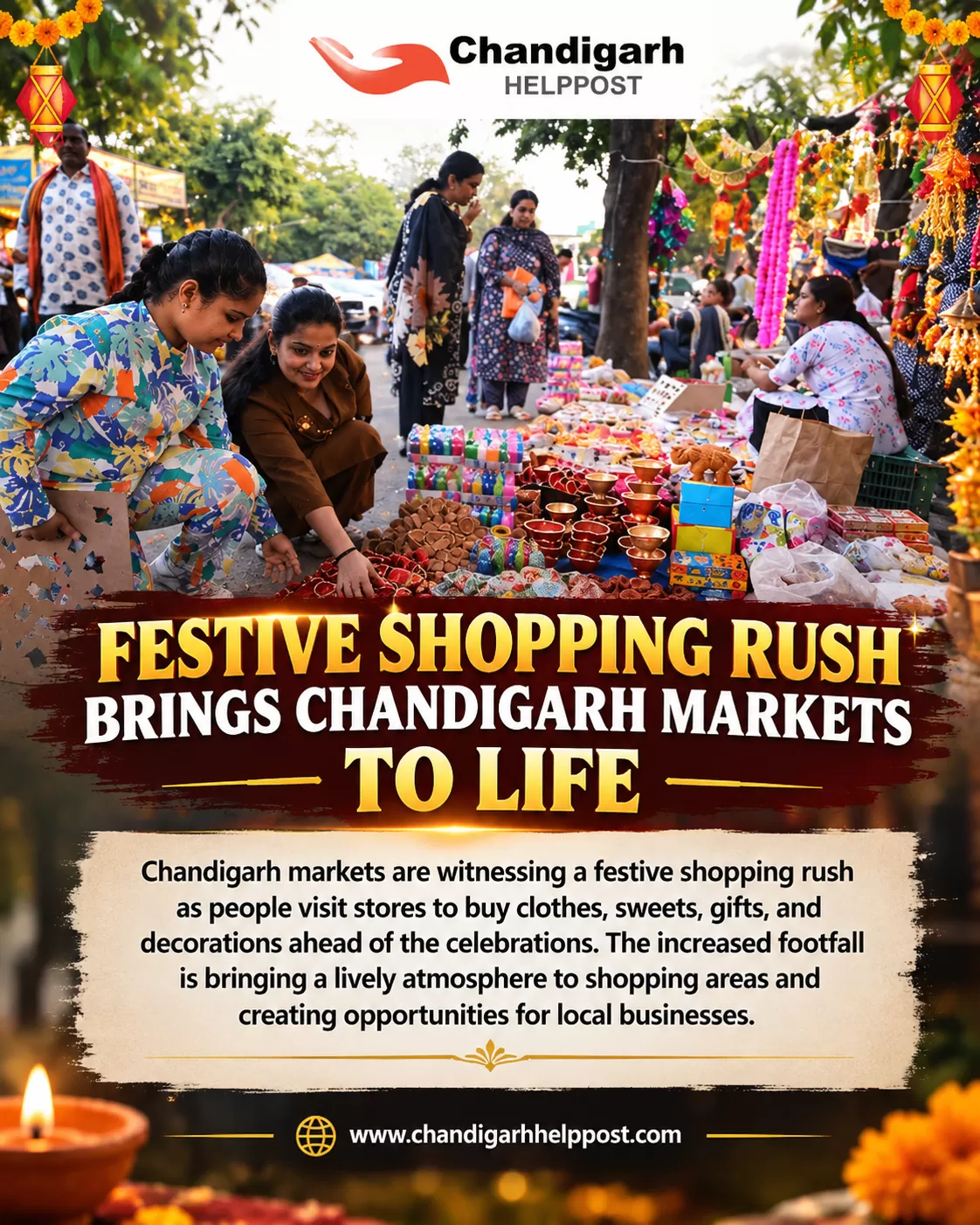 News Definition: Festival Shopping Rush Brings Chandigarh Markets to Life
Chandigarh’s markets are