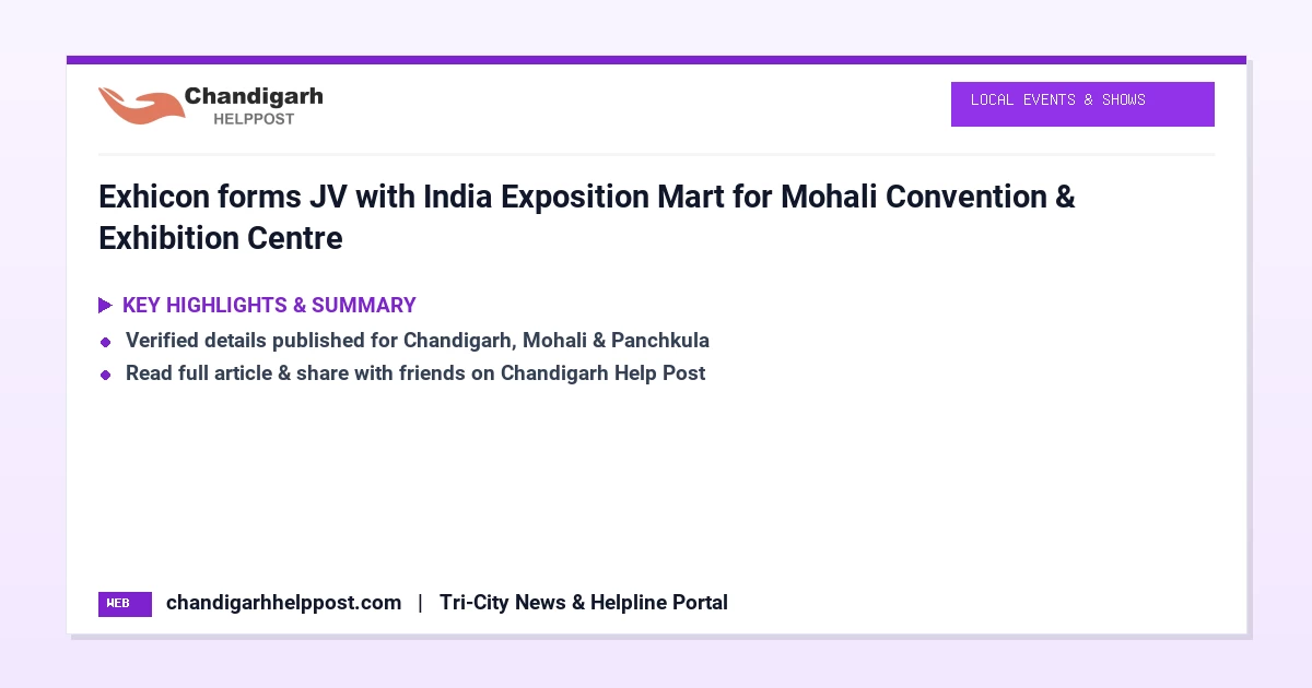 Exhicon forms JV with India Exposition Mart for Mo...