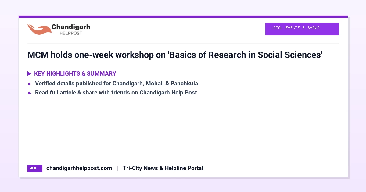 MCM holds one-week workshop on 'Basics of Research...