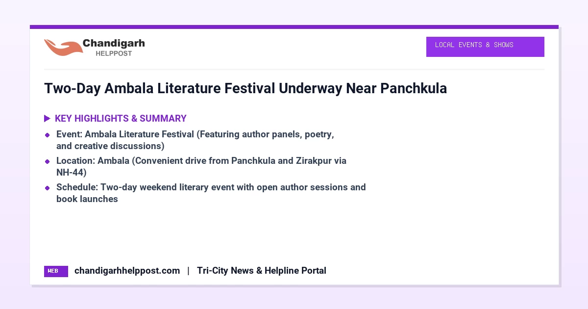 Two-Day Ambala Literature Festival Underway Near P...