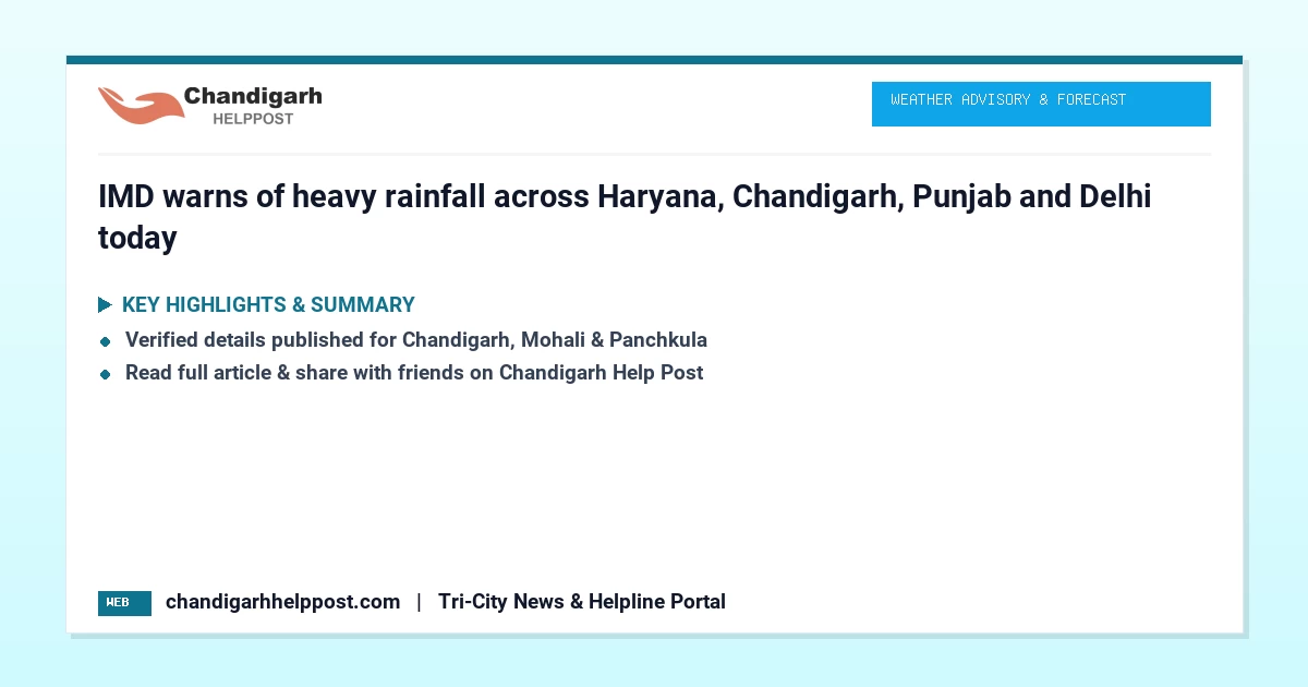 IMD warns of heavy rainfall across Haryana, Chandi...