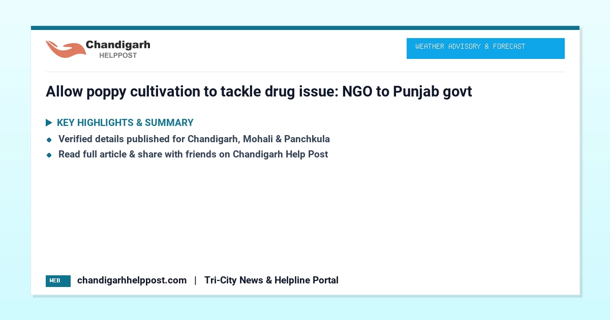 Allow poppy cultivation to tackle drug issue: NGO ...